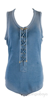 Blue Sleeveless Bodysuit