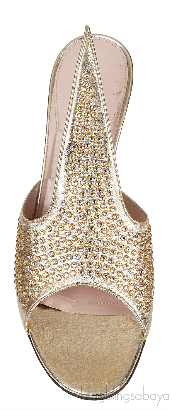 Gucci Gold Fedra Crystal Embellished Heels