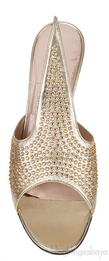 Gucci Gold Fedra Crystal Embellished Heels