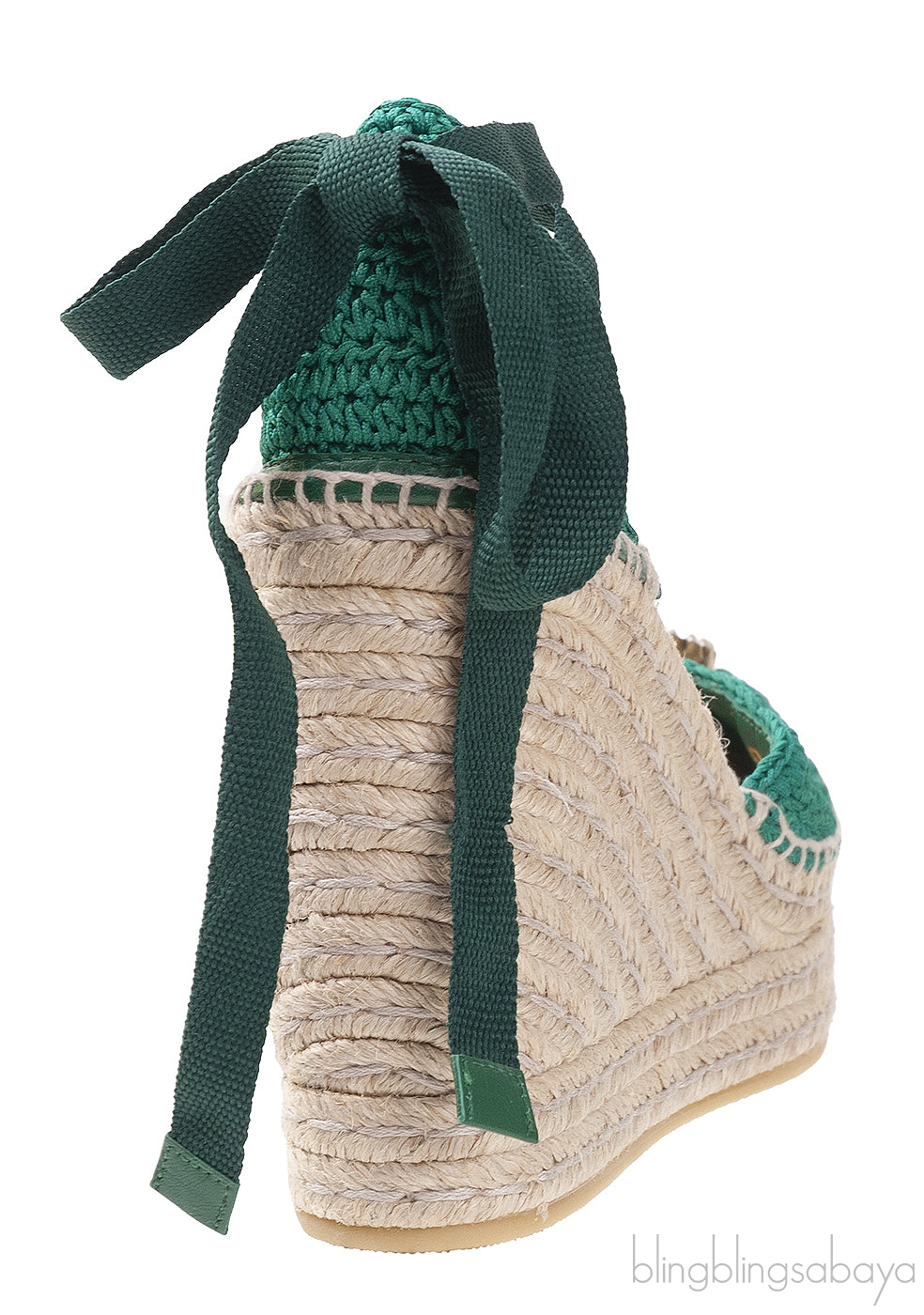 GG Green Lilibeth Web Espadrille Wedge Sandal