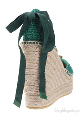 GG Green Lilibeth Web Espadrille Wedge Sandal
