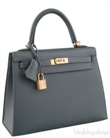 Kelly 25 Blue Orage Epsom Sellier GHW