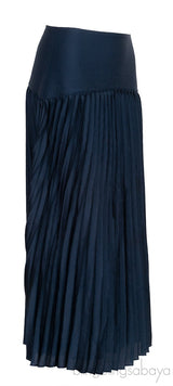 Navy Blue Pleated Midi Skirt