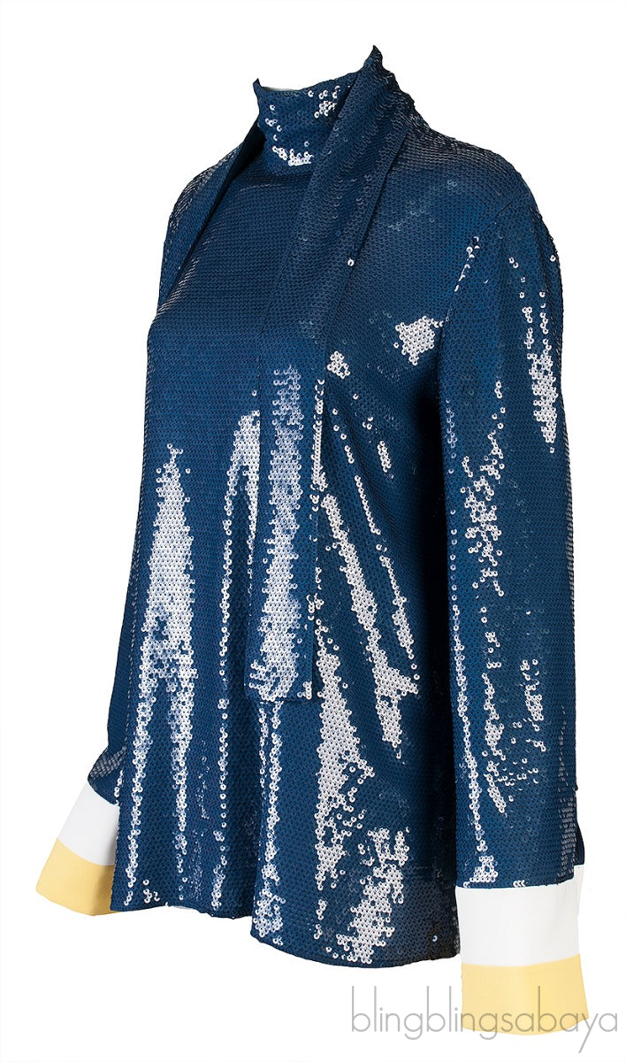 Oversized Cuffs Sequin Blouse