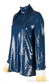 Oversized Cuffs Sequin Blouse