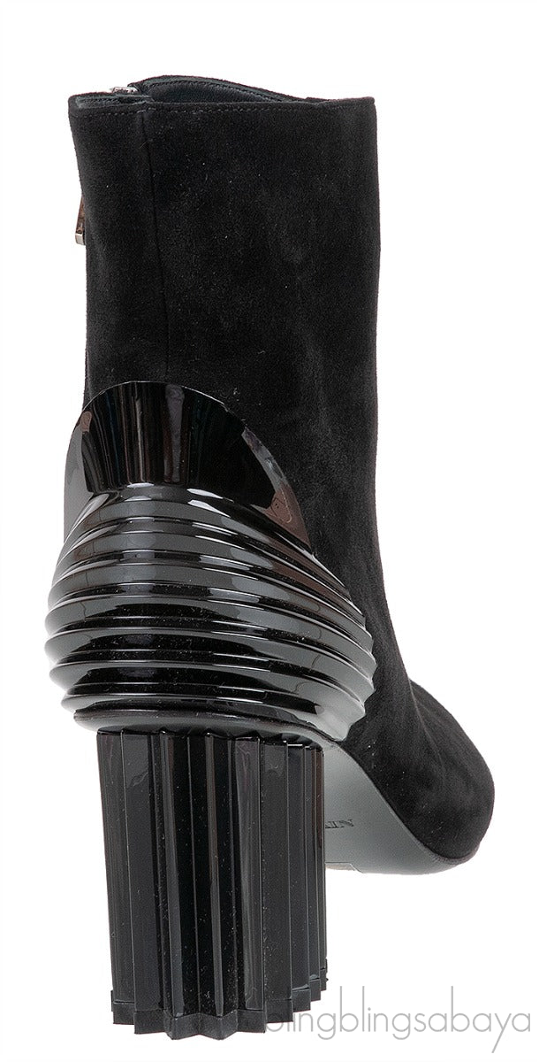 Balmain Black Pointed Toe Suede Ankle Boots
