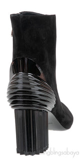 Balmain Black Pointed Toe Suede Ankle Boots