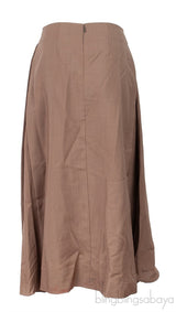 Brown Side Pleats Midi Skirt