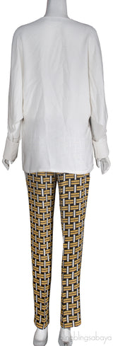 Batwing Sleeves Top & Printed Trouser