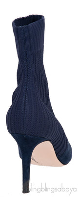 Gianvito Rossi Blue Knitted Pointed Toe Ankle Boots