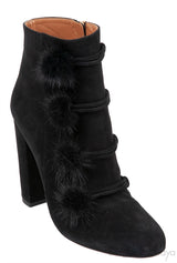 Ulyana Mink Pompom Suede Ankle Boots  39