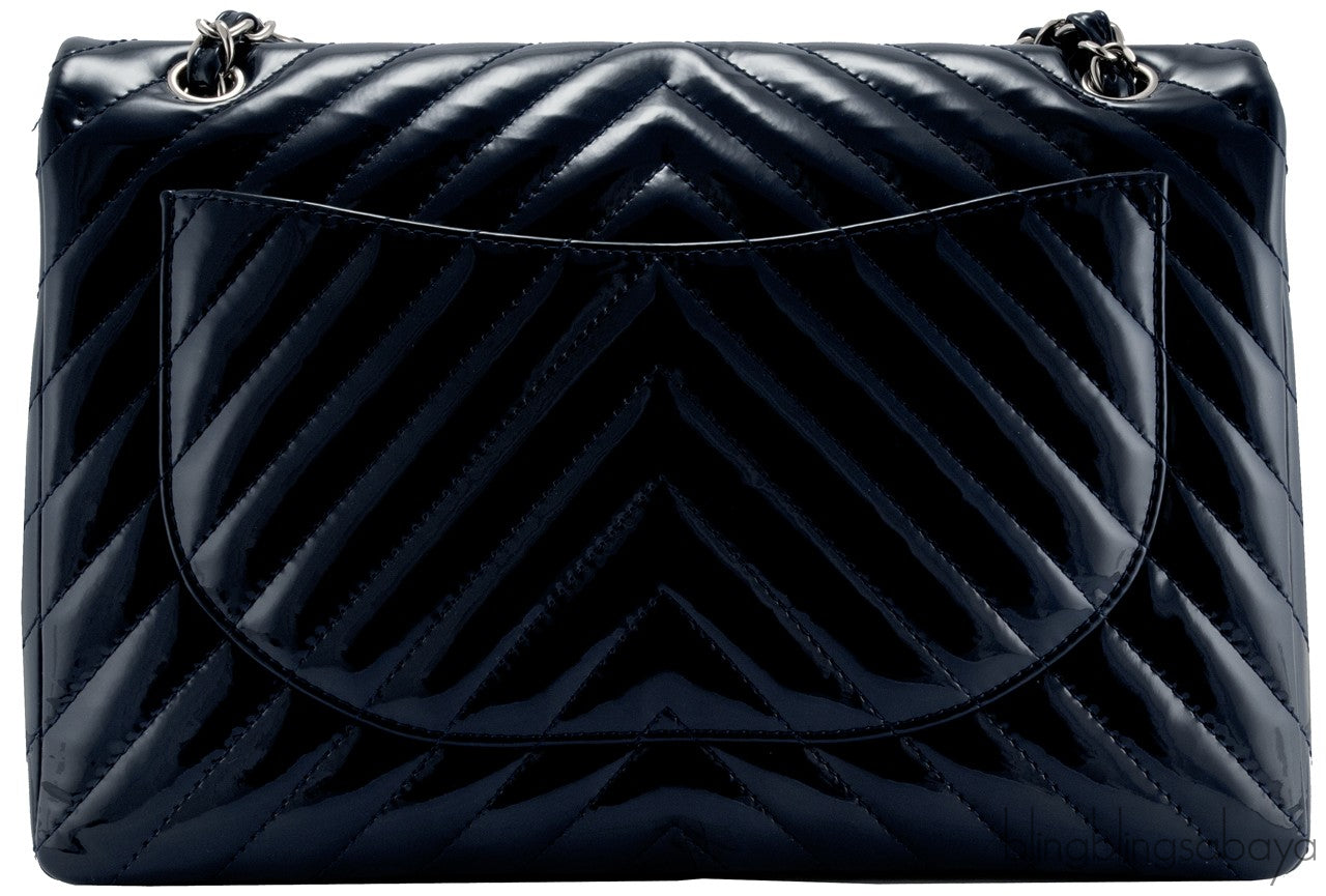 Blue Indigo Patent Chevron Maxi Bag