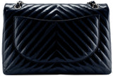 Blue Indigo Patent Chevron Maxi Bag