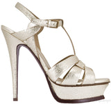 Tribute Gold Textured Leather Heels