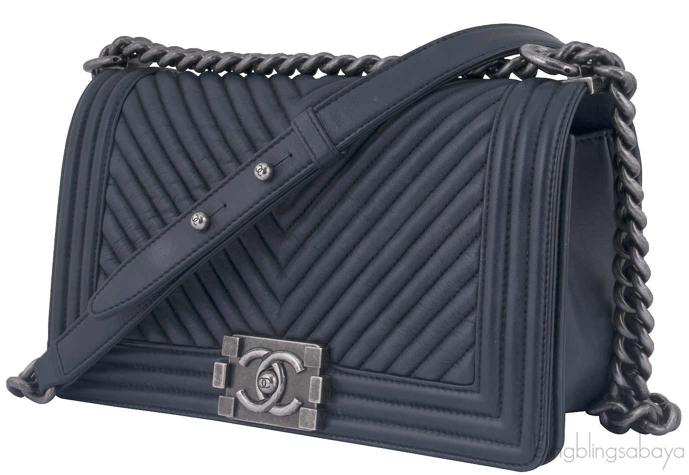 Charcoal Grey Chevron Le Boy