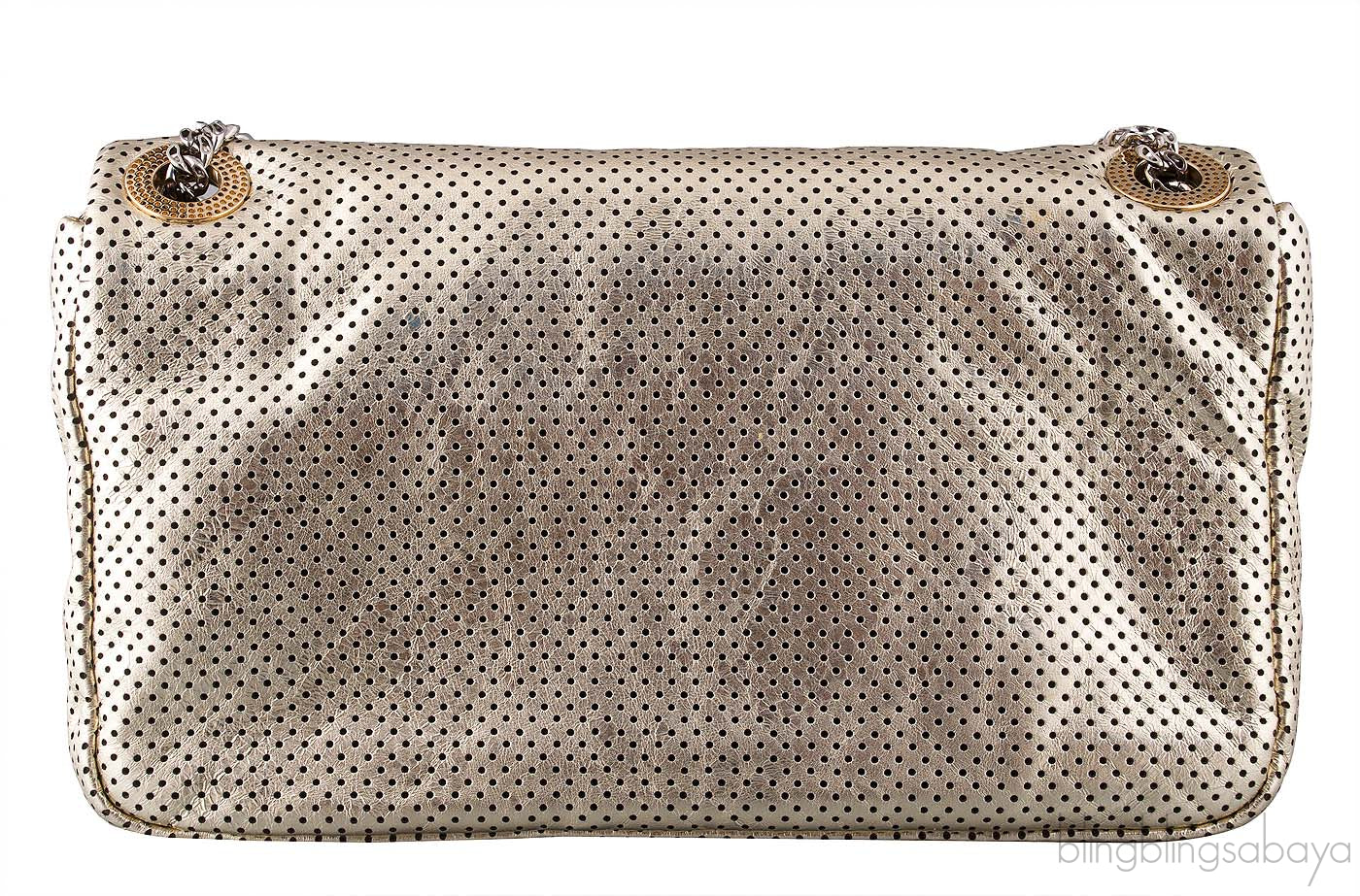 Gold Perforated Drill Flap Bag