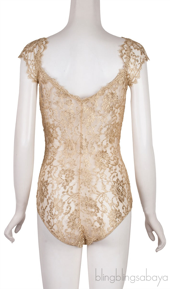 Gold Metallic Lace Bodysuit
