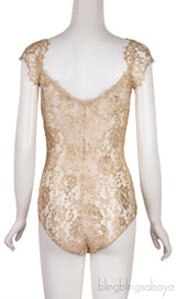 Gold Metallic Lace Bodysuit