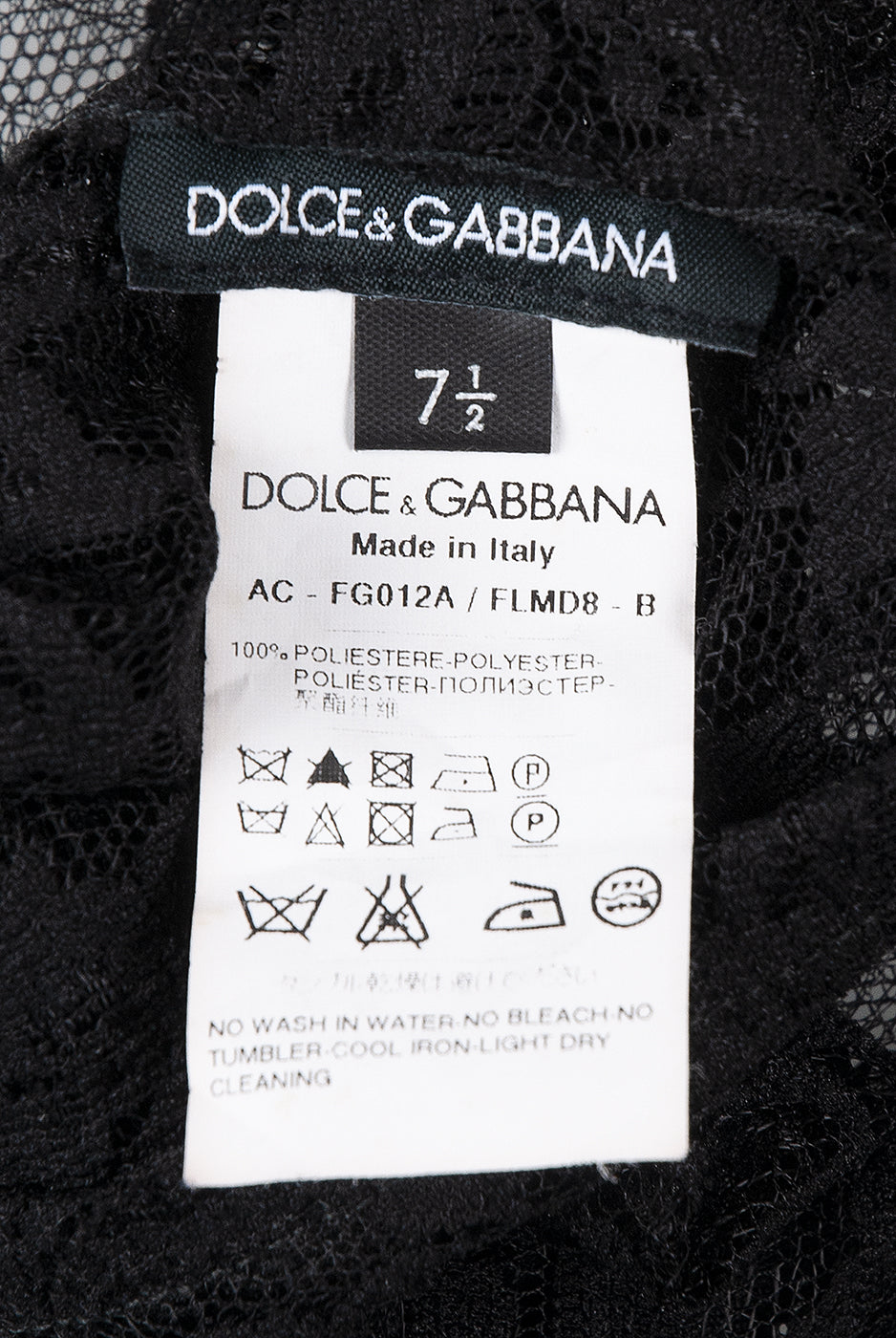 Dolce & Gabbana Black Long Lace Fingerless Gloves
