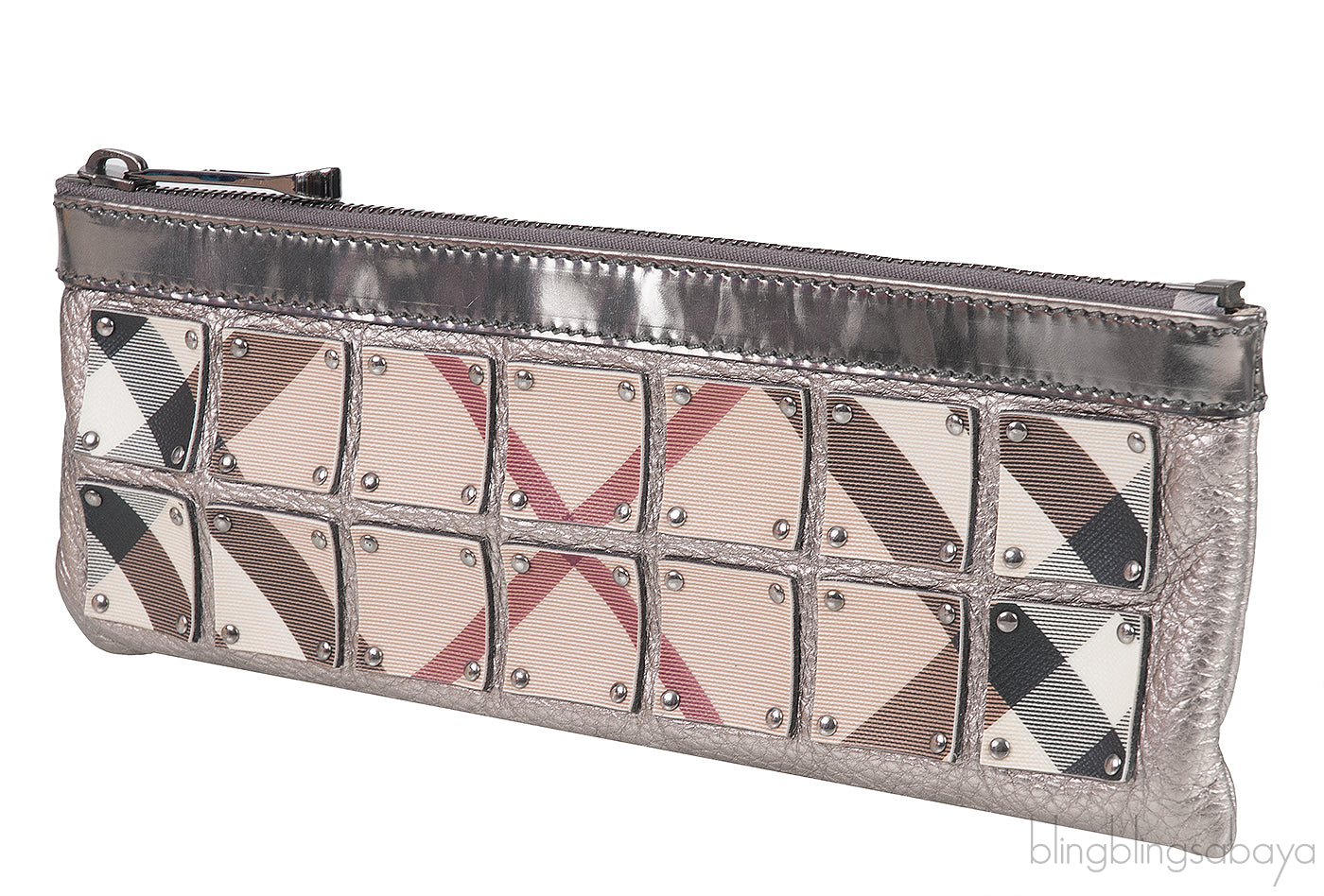 Long Grey & Checkered Wristlet Clutch