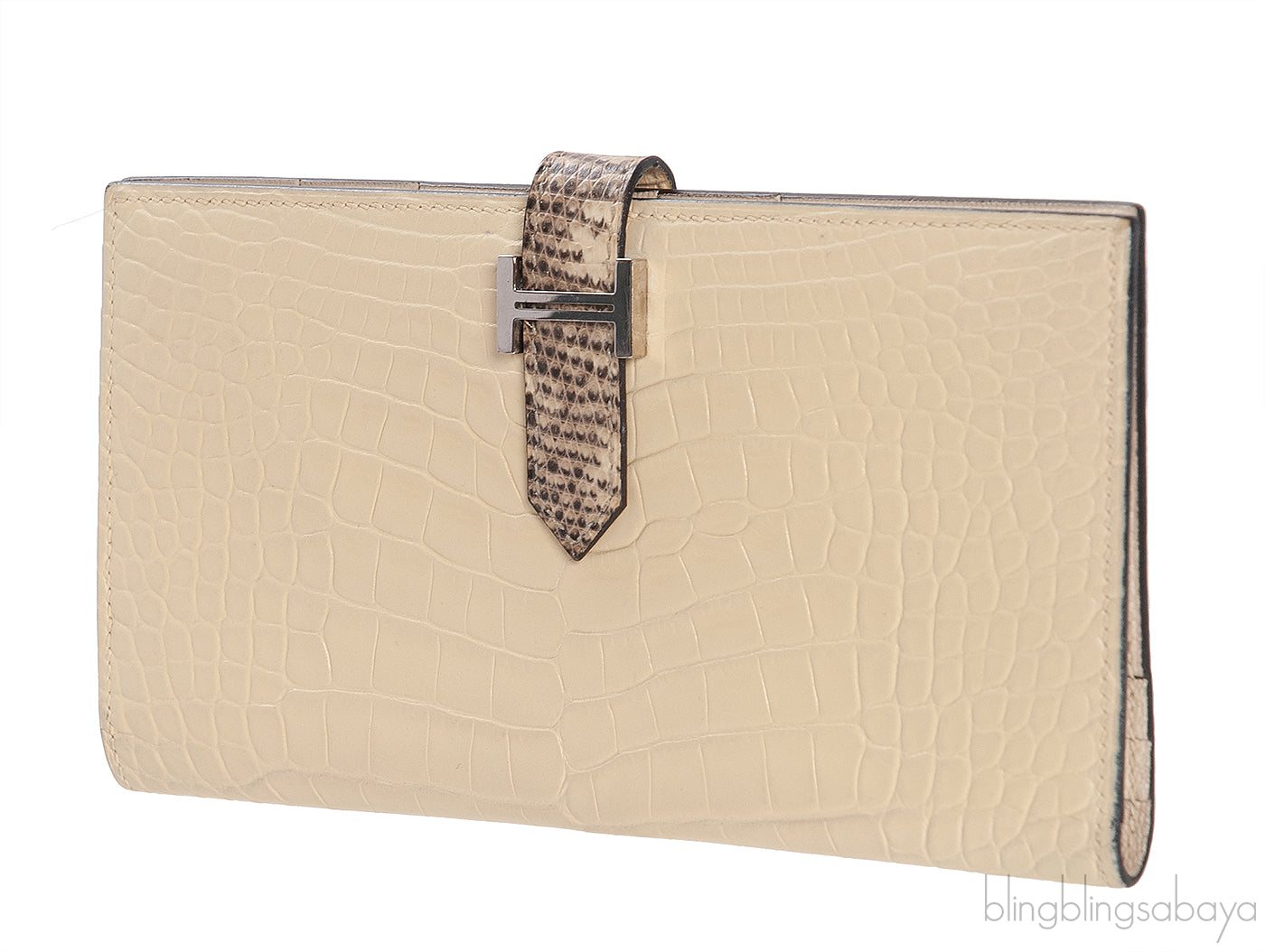Bi-color Bearn Vanille Crocodile Ombre Lizard Wallet
