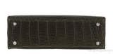 Moss Green Crocodile Top Handle Bag