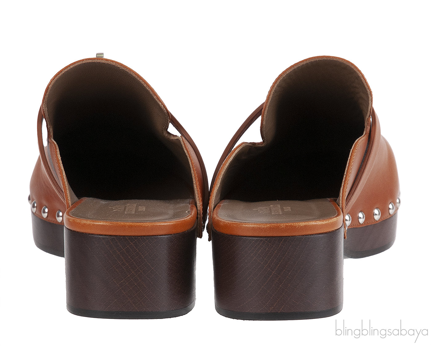 Hermes Carlota Brown Leather Mules