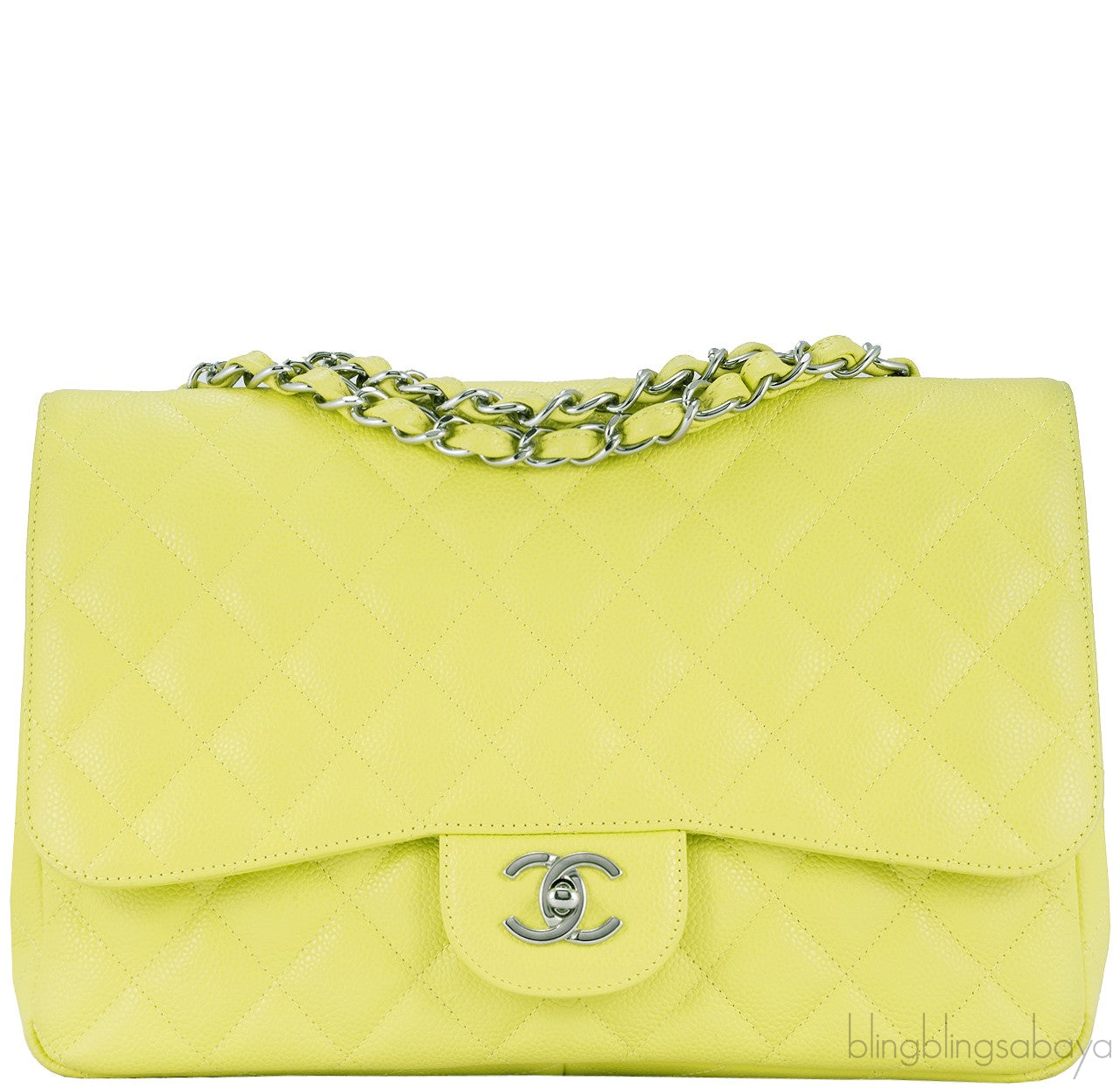 Caviar Jumbo Lime Single Flap Bag