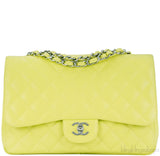 Caviar Jumbo Lime Single Flap Bag