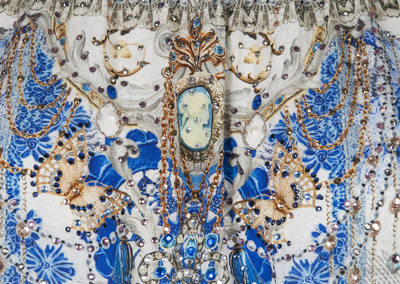 Blue Floral Print Kaftan Dress