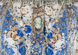 Blue Floral Print Kaftan Dress