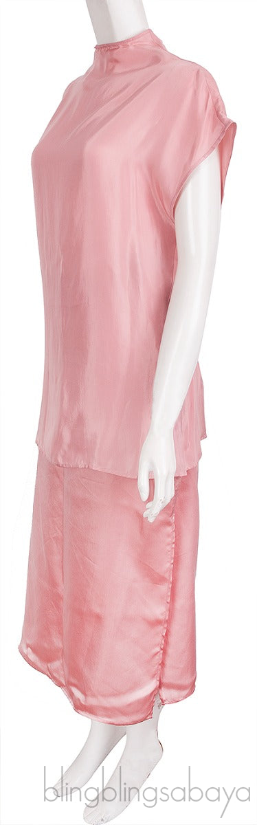 Old Rose Silk Satin Top & Skirt
