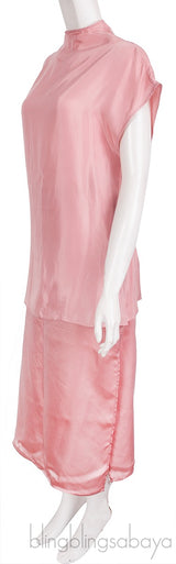 Old Rose Silk Satin Top & Skirt