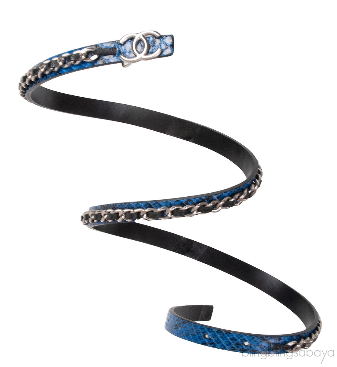 Chanel Blue Black CC Chain Python Belt