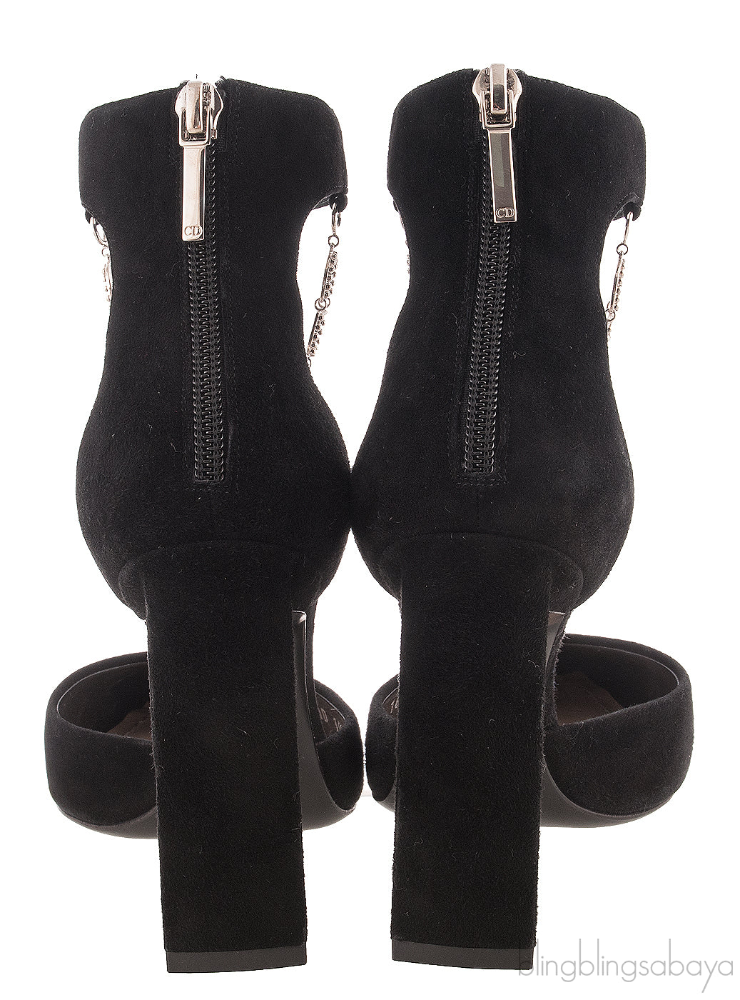 Black Suede Pointed Slingback Sandals