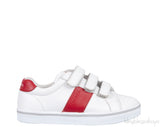 White & Red Velcro Strap Kids Sneaker 32