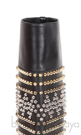 Black Rom Chic Flat Studded Boots