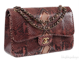 Chanel Classic Jumbo Burgundy Python Flap Bag