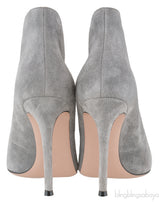 Grey Suede Ankle-Flare Boots