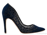 Geometric Blue Mesh Heels