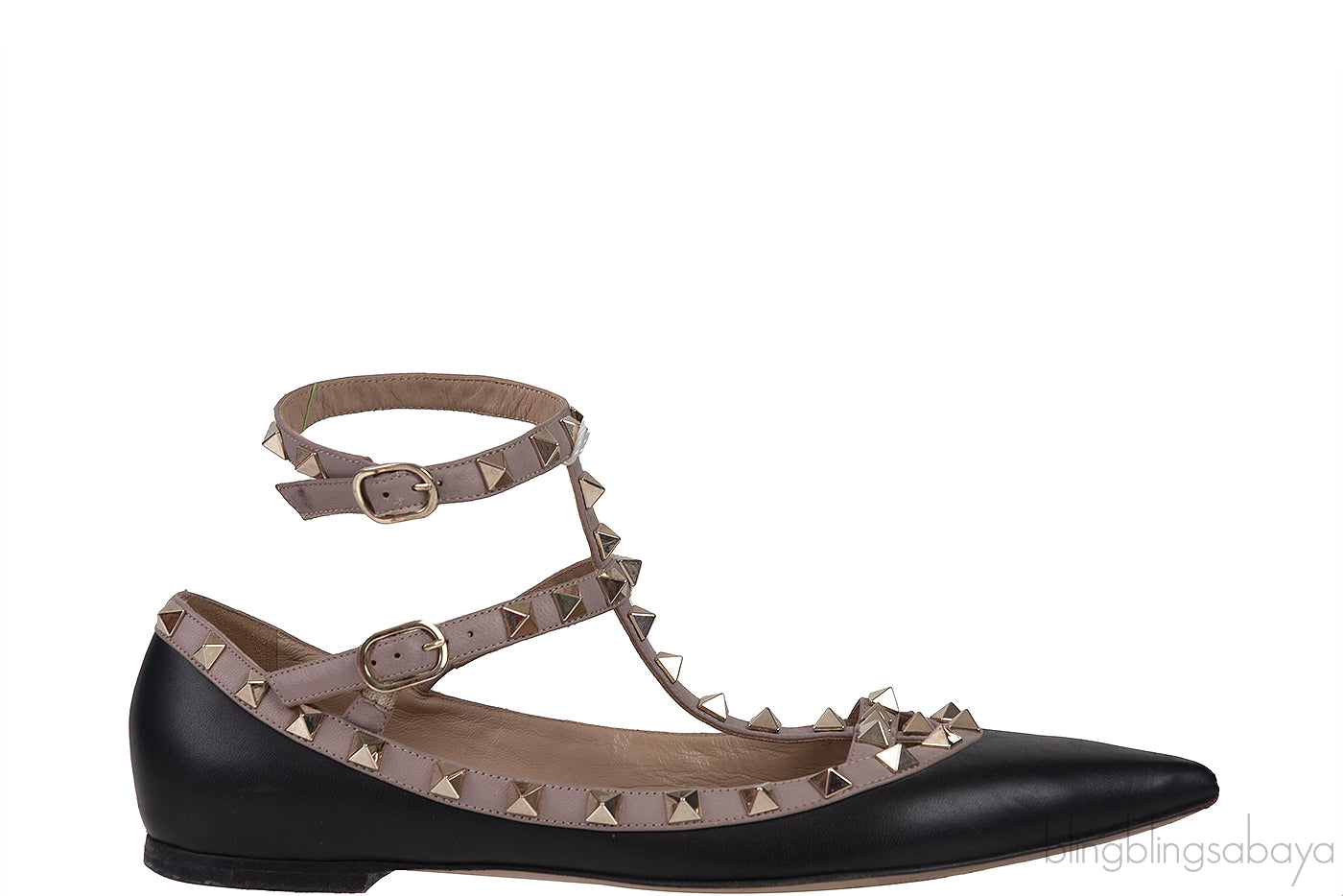 Black Matte Rockstud Flat Ballerina