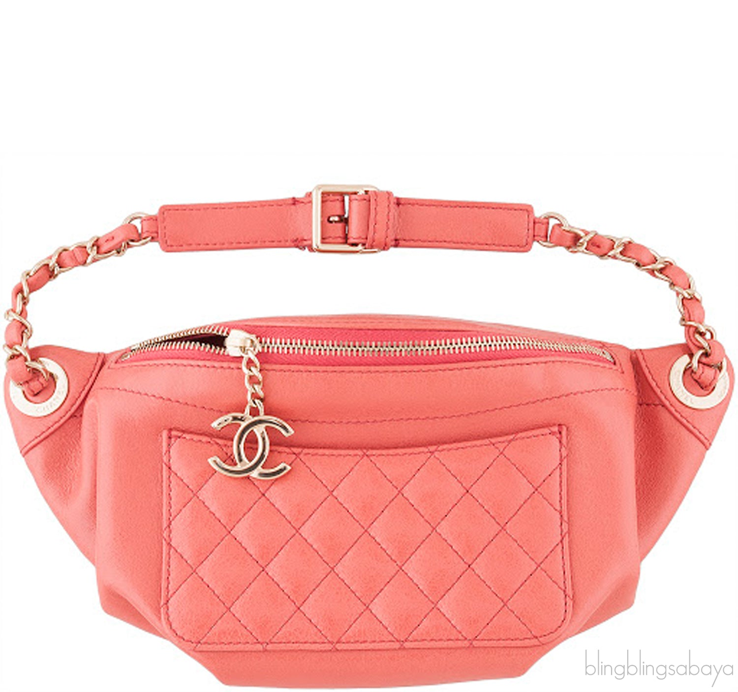 Fanny Pack Pink Lambskin Waist Belt Bag