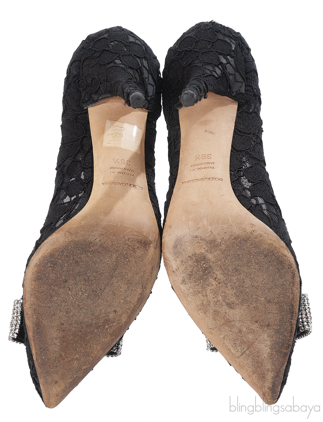 Dolce & Gabbana Black Lace Crystal Bow Heels