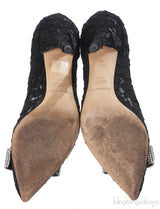 Dolce & Gabbana Black Lace Crystal Bow Heels