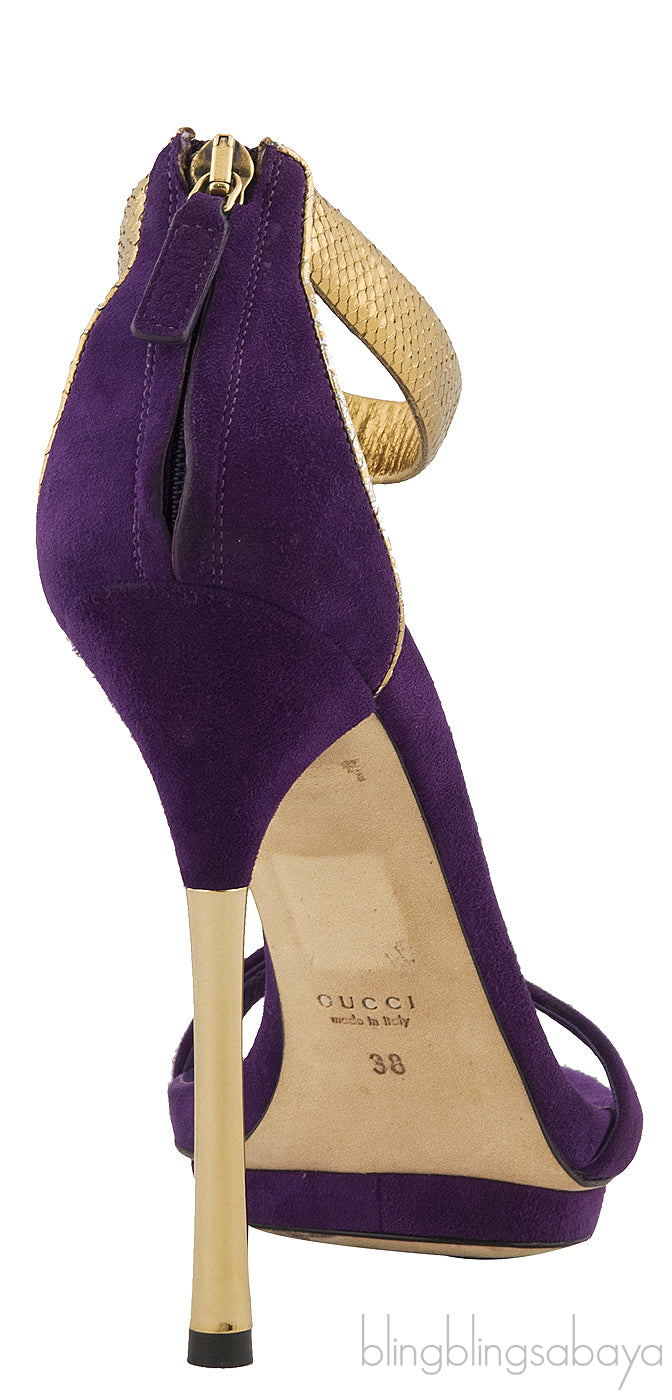 Purple Suede Gold Sandals
