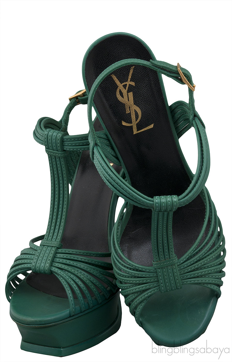 Green T Strap Slingback Heels