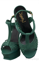 Green T Strap Slingback Heels