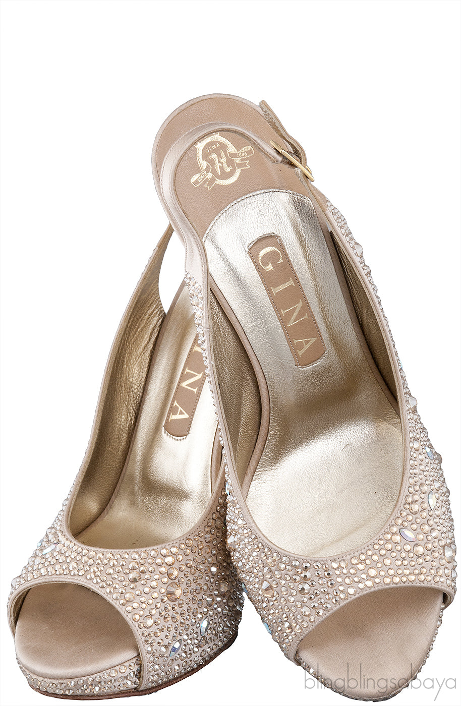 Gold Crystal Platform Heels