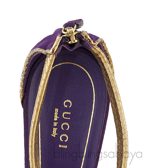 Purple Suede Gold Sandals