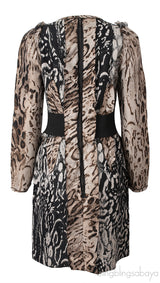 Lanvin Animal Print Long Sleeve Mini Dress